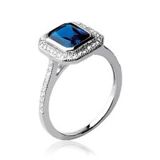 Bague Pavé CZ Saphir  ZIRCONIUM  Argent Massif 925/1000 Bijoux