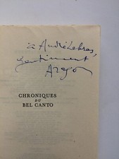 Louis ARAGON " Chroniques du Bel Canto " avec ENVOI aux Edit° Skira, 1947