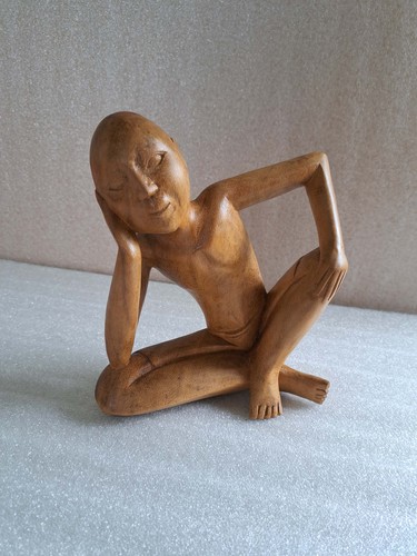 Statue penseur bois sculpté - statue,