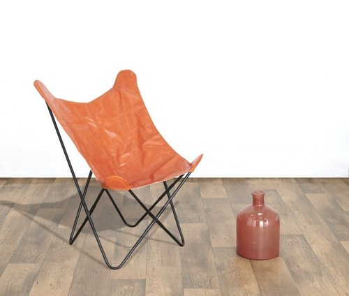 Fauteuil papillon tissu orange