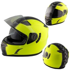 Casque Homologué Integral Moto Scooter Visière Pare Soleil Touring Fluo