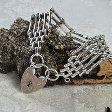 Bracelet Gourmette Maille Articulée Fermoir Cœur Cadenas 18 Cmx15mm Poinçons