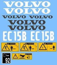Volvo EC15B Mini Digger Complet Décalque Sticker Set avec Sécurité Avertissement
