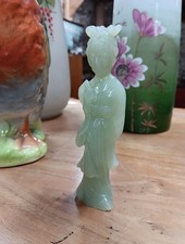 Statue asiatique en jade ancienne Représentant Une Immortelle H 14cm