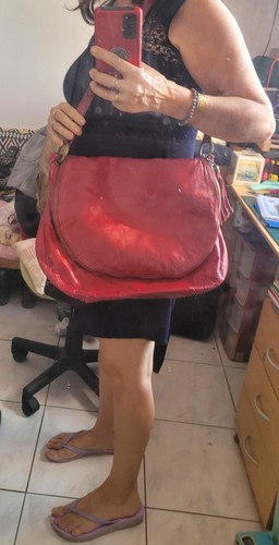 Sac besace cuir rouge - sac,