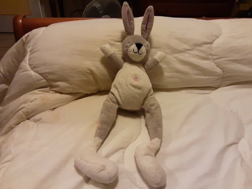 Doudou peluche lapin gris - lapin,
