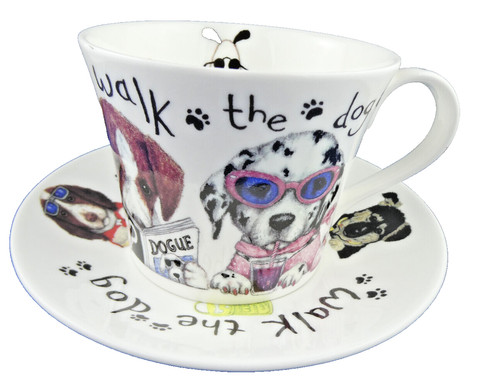 Dog walk breakfast cup - dog,