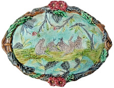 Plat barbotine décor indiens