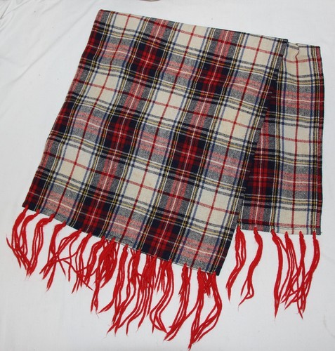 Vtg plaid scarf - white, blue