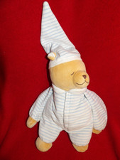 Doudou Peluche BABIAGE Ours Beige Rayé Bleu Blanc Sans Boitier