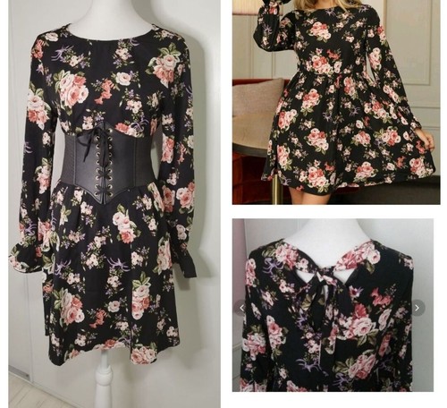 Robe noire fleurs - robe,