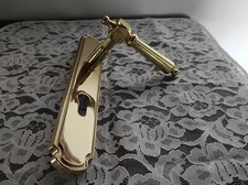 Poignée porte d’entrée vintage en laiton, clenche béquille style régence