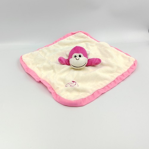 Doudou plat singe blanc rose