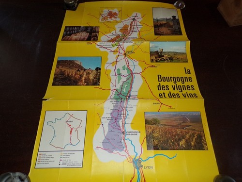 Affiche carte la bourgogne - ",