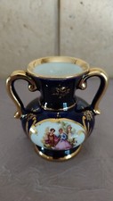 Ancien Petit Vase Porcelaine déco Vintage " Fragonard "Bleu Cobalt /Doré Signé  