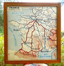 ancienne carte géographie Rossignol  france chemins de fer voies aériennes a