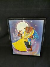Cadre Disney La Belle et la Bête 26x20,5 cm – sous-verre vintage rare REF 987
