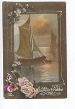 CARTE FANTAISIE  BATEAU A VOILE