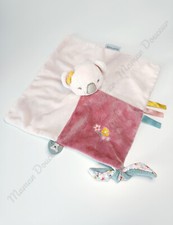 Doudou Plat/Mouchoir Carré Lali Iris Koala Rose Bleu Fleur Attache Tétine Nattou