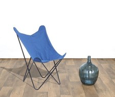 Fauteuil papillon tissu bleu interieur exterieur