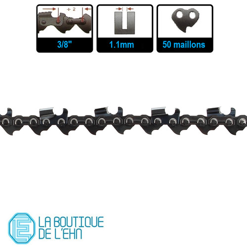 Chaîne 1mm 50 - 3/8", maillons