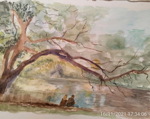 Aquarelle originale signée - , "
