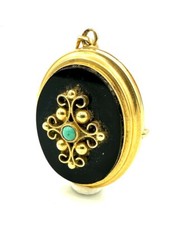 MAGNIFIQUE PENDENTIF OR 18 CARATS - Cassolette Onyx, turquoise - 9,07 g