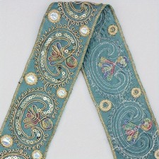 Ruban Décoratif Ethnique Brodé De Sequins 9M X 4,8Cm Fournitures De Couture DIY
