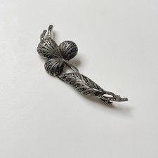 Ancienne broche argent marcassites Trèfle Antique Sterling Silver clover Brooch