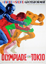 AFFICHE ANCIENNE ENTOILEE FILM OLYMPIADE DE TOKIO JEUX OLYMPIQUES 1964