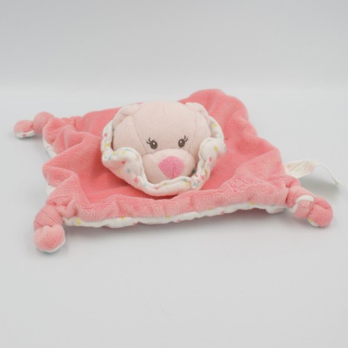 Doudou plat ours - rose, pois
