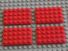 4 x LEGO Plaque Rouge Red Plate 4x6 Ref 3032 Set 10227 8860 7720 8872 75240 6048