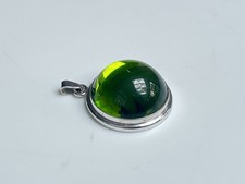 Pendentif Cabochon LALIQUE cristal Vert Tilleul signé Green Crystal Pendant