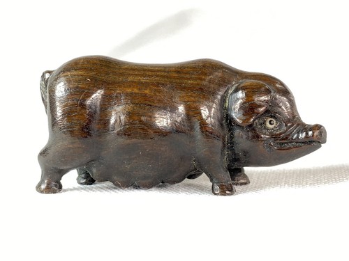 Rare netsuke bois cochon laie - rare,