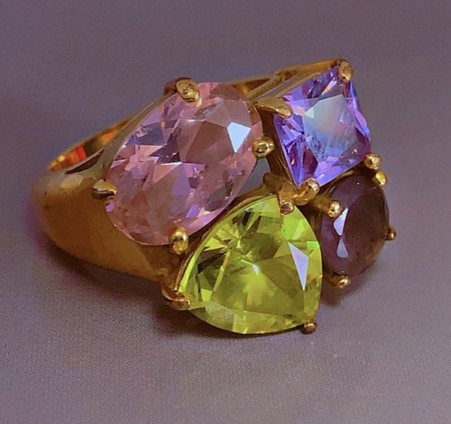 Bague plaqué sertie bijou - or,