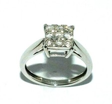 Femmes Beau 9ct Bague or Blanc Ensemble Avec 0.33ct De Diamants, Taille I 1/2