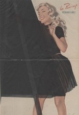 "PIN-UP au TABLEAU" Affiche originale entoilée  CAROLS (BRENOT) 1950-51  34x51cm