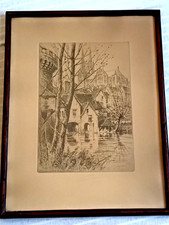 CHARLES PINET CHARTRES VUE DE LA PORTE GUILLAUME CADRE VITRE