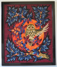 TAPISSERIE VINTAGE AU CANEVAS CHOUETTE HIBOU ERA LURCAT PICART LE DOUX ...