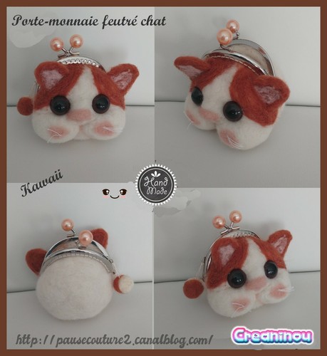 Porte monnaie feutré chat