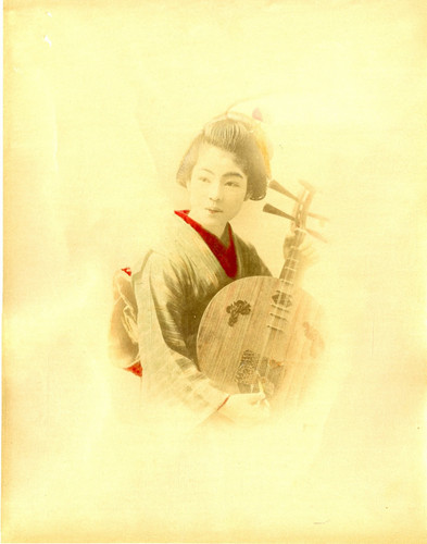Japon shamisen player vintage - player,