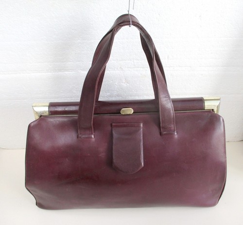 Sac cuir bordeaux années - 50,