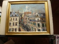 SUPERBE PAYSAGE DE PARIS / RUE CHAPPE / MONTMARTRE SIGNE ACONATISO