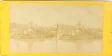 FRANCE Paris Le Bois de Boulogne Le Lac, Photo Stereo Vintage Albumine PL62L7