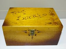 -JOLIE BOITE A SUCRE en BOIS décor Pyrogravé & petites fleurs séchées collées D