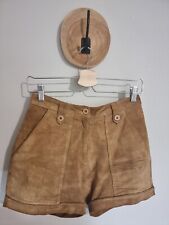 VINTAGE SHORT DAIM MARRON CUIR VERITABLE CULTURE VINTAGE EUREKA 70S FESTIVAL 