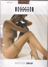 Bas jarretière WOLFORD SIXTY-SIX coloris Honey. Taille M. Fishnet stay-ups.