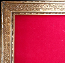 Ancien Cadre en Bois Doré Décor Floral 49 x 41 cm Feuillure 43.5 x 35.5 cm