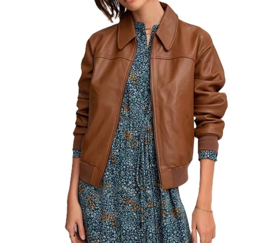 Blouson moto marron - de,