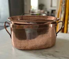 Large Antique French Copper Daubiere or Stew Pot